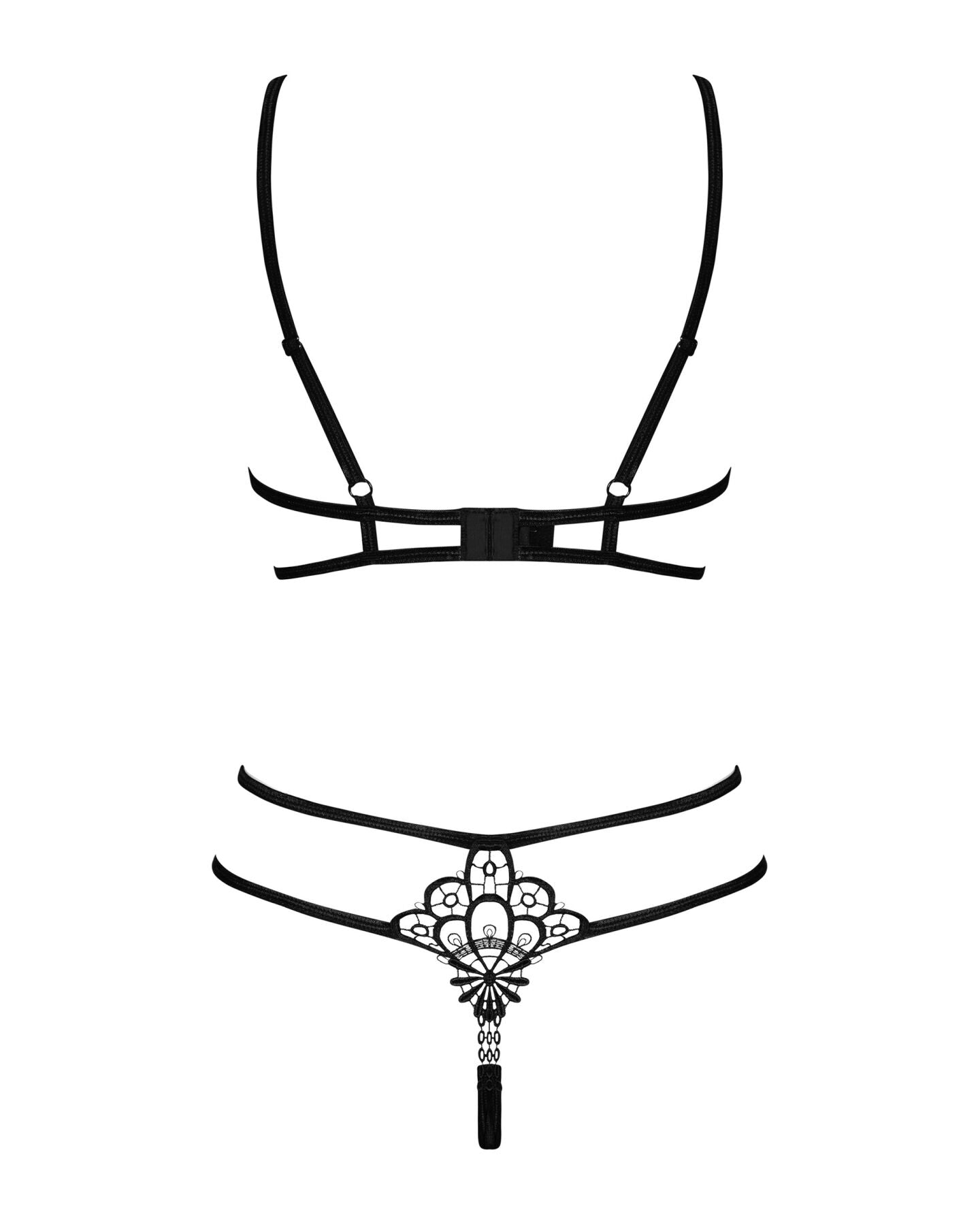 Еротичний комплект зі стреп Obsessive Badossa 2-pcs set L/XL, чорний, з доступом