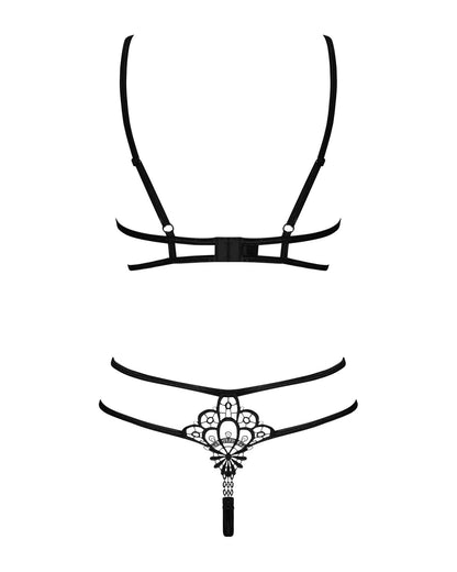 Еротичний комплект зі стреп Obsessive Badossa 2-pcs set L/XL, чорний, з доступом