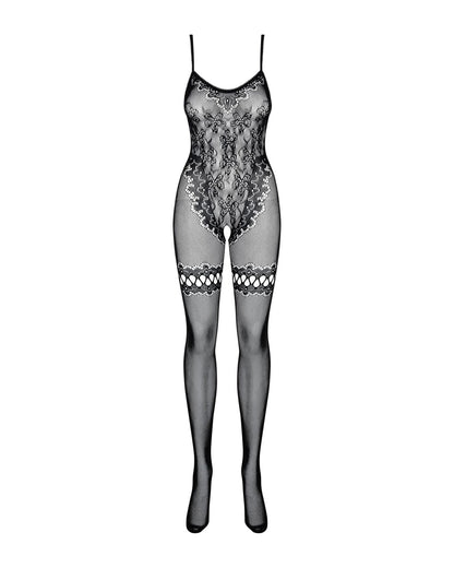 (SALE) Бодістокінг Obsessive Bodystocking F213 S/M/L, імітація мереживного боді та резинки для панчіх