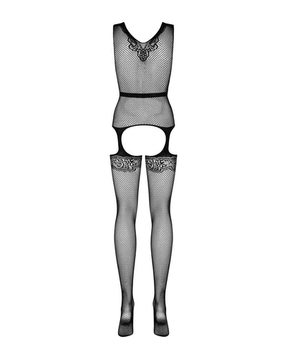 Бодістокінг Obsessive Bodystocking F217 S/M/L, елегантний силуетний малюнок, імітація панчіх