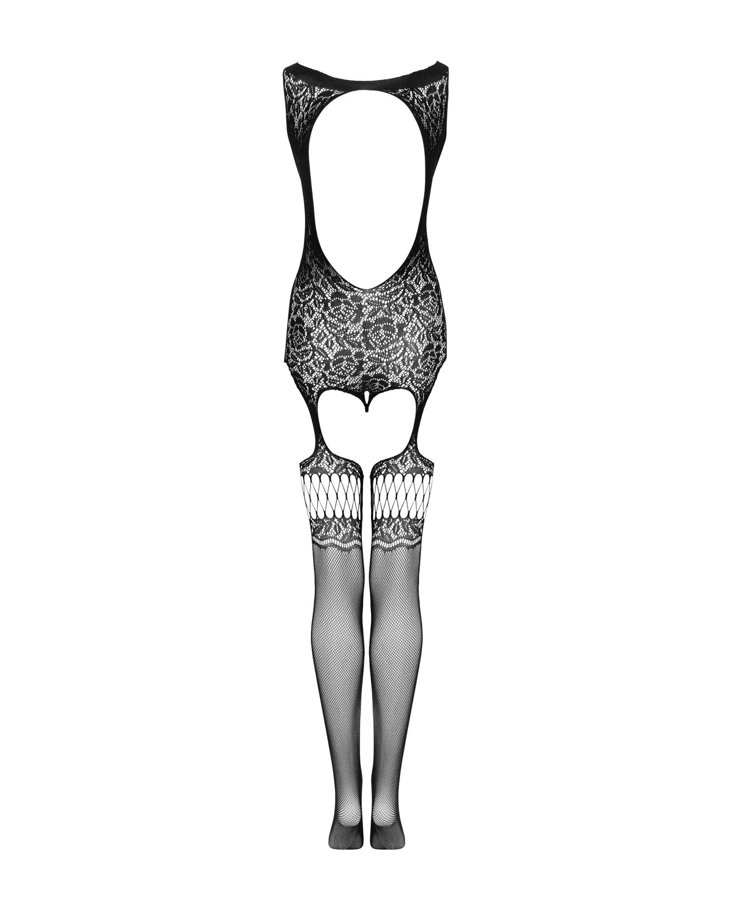 (SALE) Бодістокінг Obsessive Bodystocking F236 S/Ml/L, глибоке декольте, імітація шнурівки