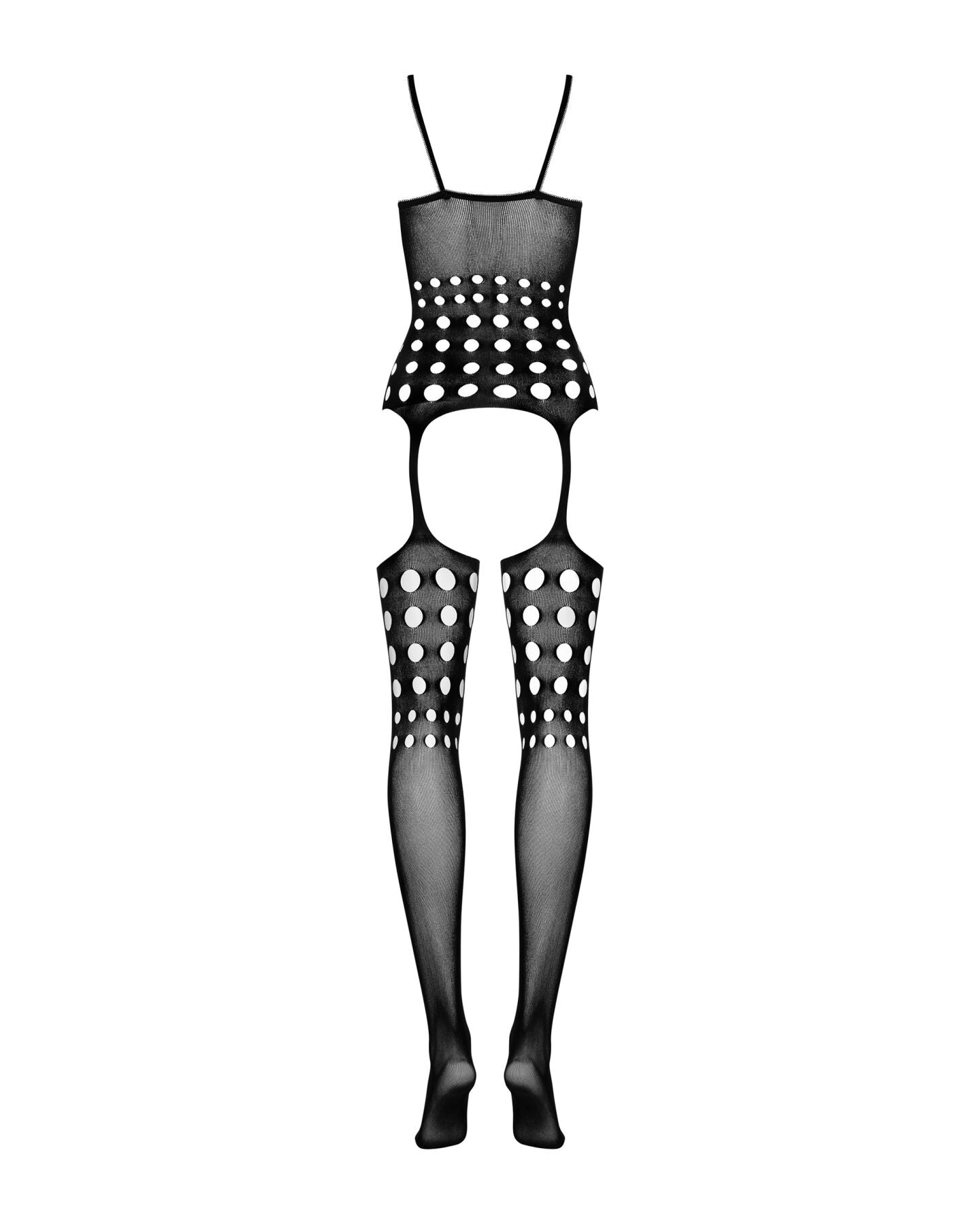 (SALE) Бодістокінг Obsessive Bodystocking G310 S/M/L, топ, панчохи, підв’язки, круглі вирізи