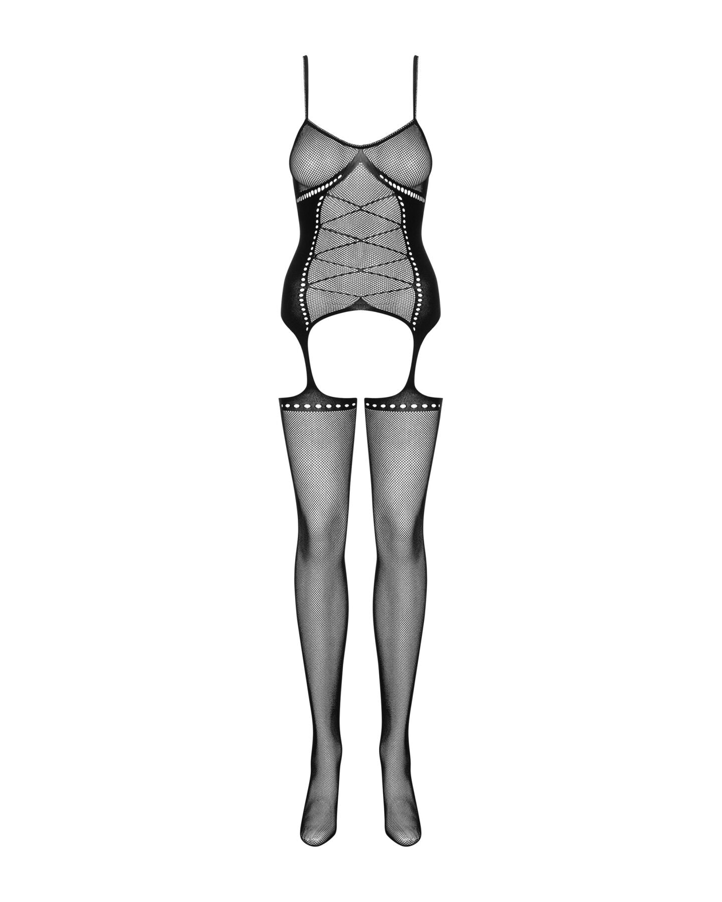 Бодістокінг Obsessive Bodystocking G314 S/M/L, імітація корсета та корсетної шнурівки