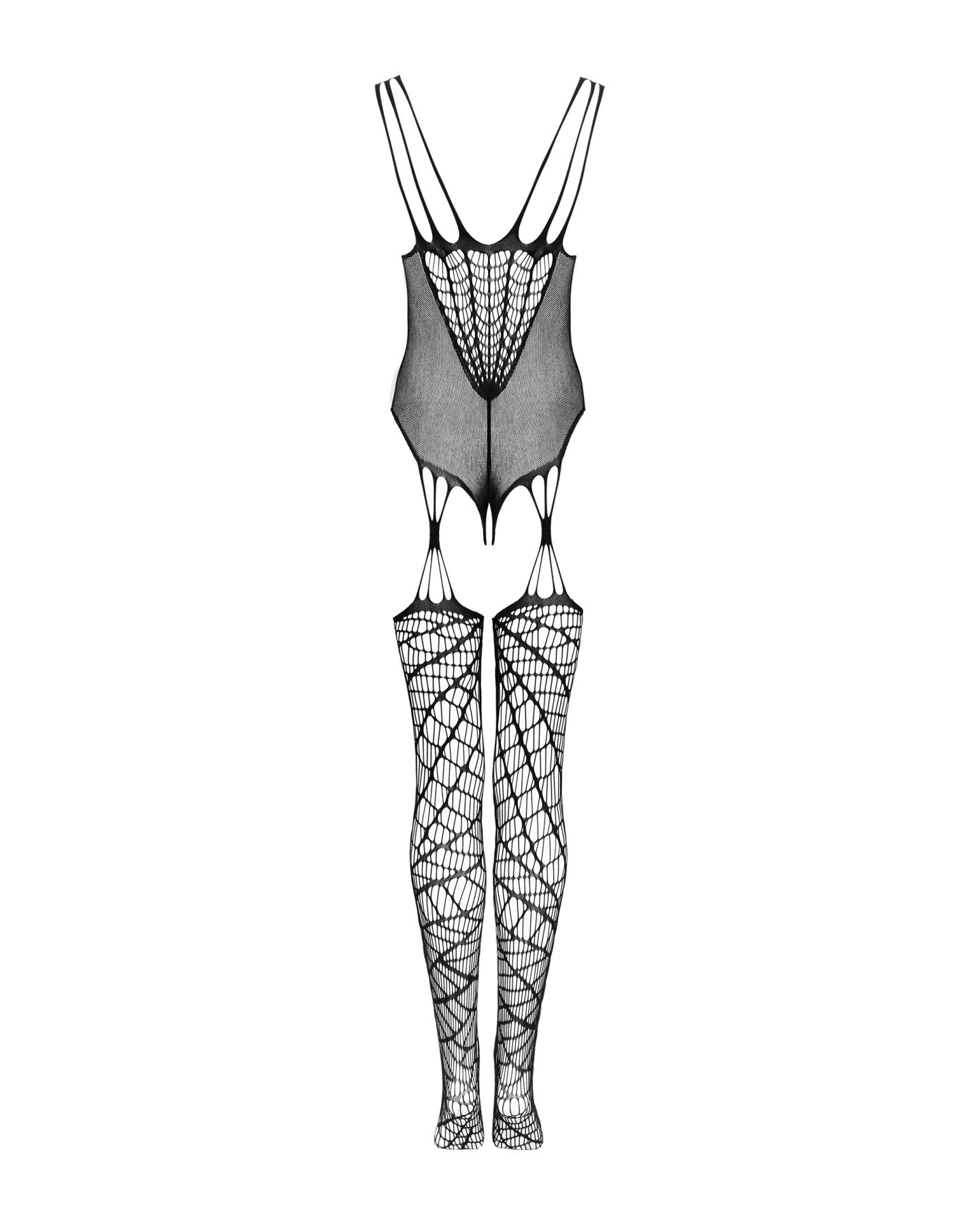 (SALE) Ажурний бодістокінг під павутину Obsessive Bodystocking G325 black S/M/L, чорний, комбінезон, імітац