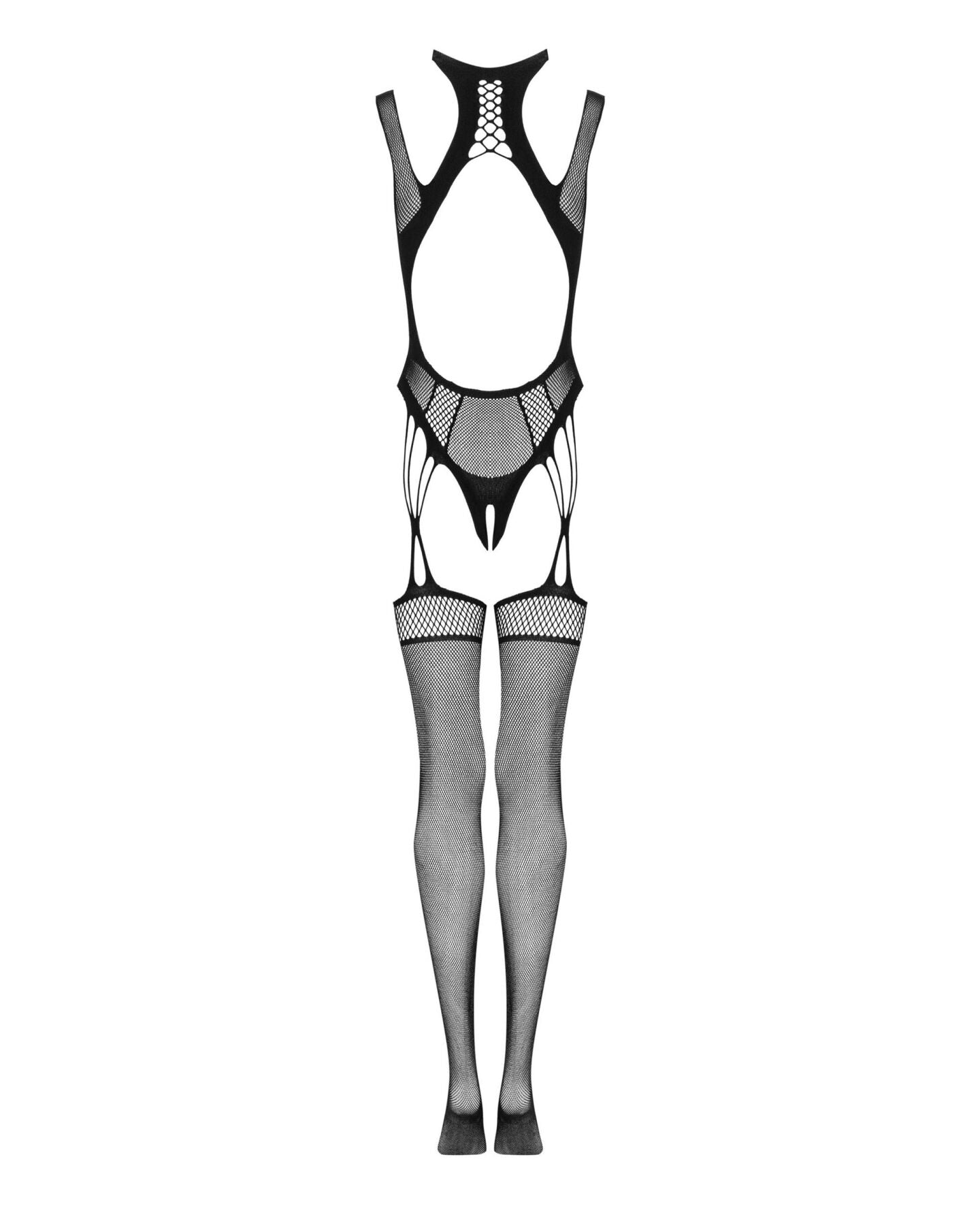 (SALE) Ажурний бодістокінг з отворами Obsessive Bodystocking G327 black S/M/L, чорний, комбінезон, з доступ