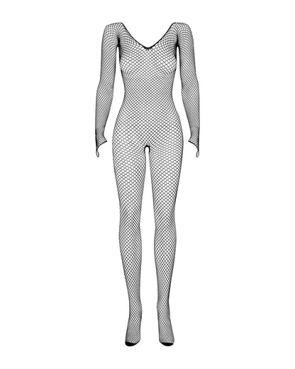 Сітчастий бодістокінг із довгим рукавом Obsessive Bodystocking N109 black S/M/L, чорний, комбінезон