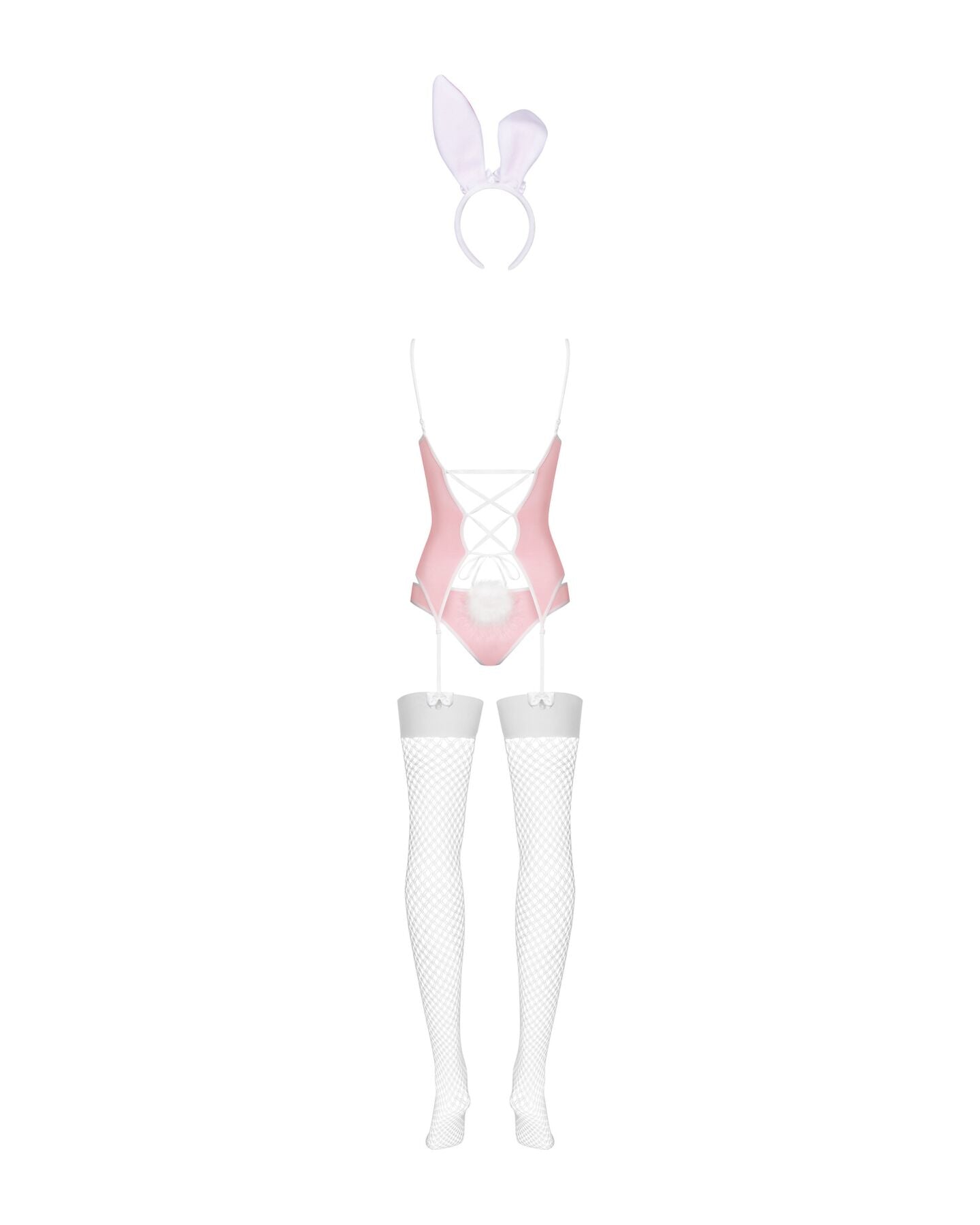 Еротичний костюм зайчика Obsessive Bunny suit 4 pcs costume pink S/M, рожевий, топ з підв’язками, тр