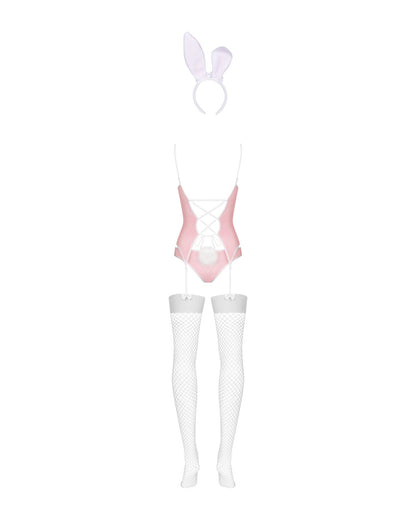 Еротичний костюм зайчика Obsessive Bunny suit 4 pcs costume pink S/M, рожевий, топ з підв’язками, тр