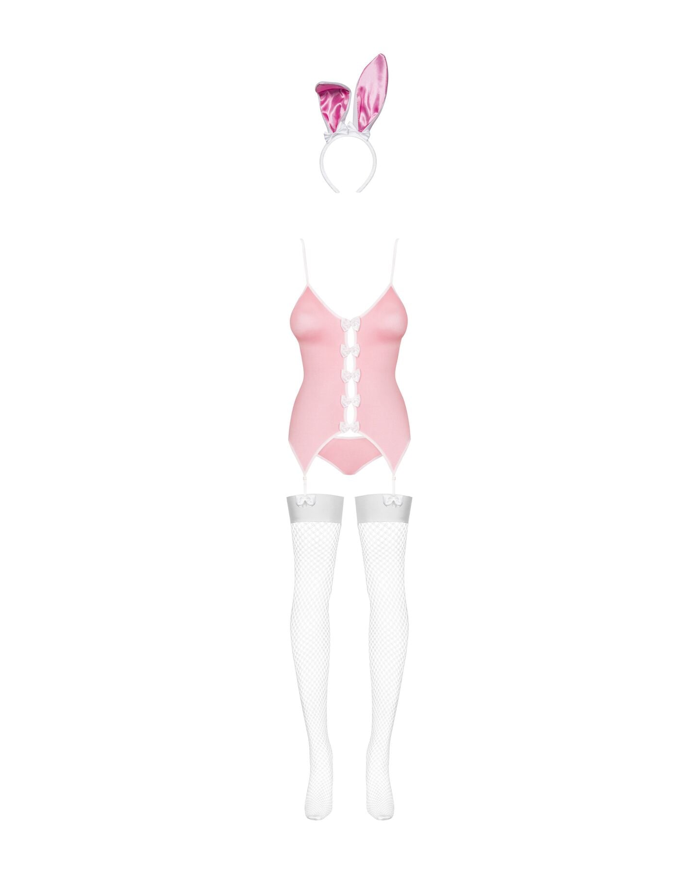 Еротичний костюм зайчика Obsessive Bunny suit 4 pcs costume pink L/XL, рожевий, топ з підв’язками, т