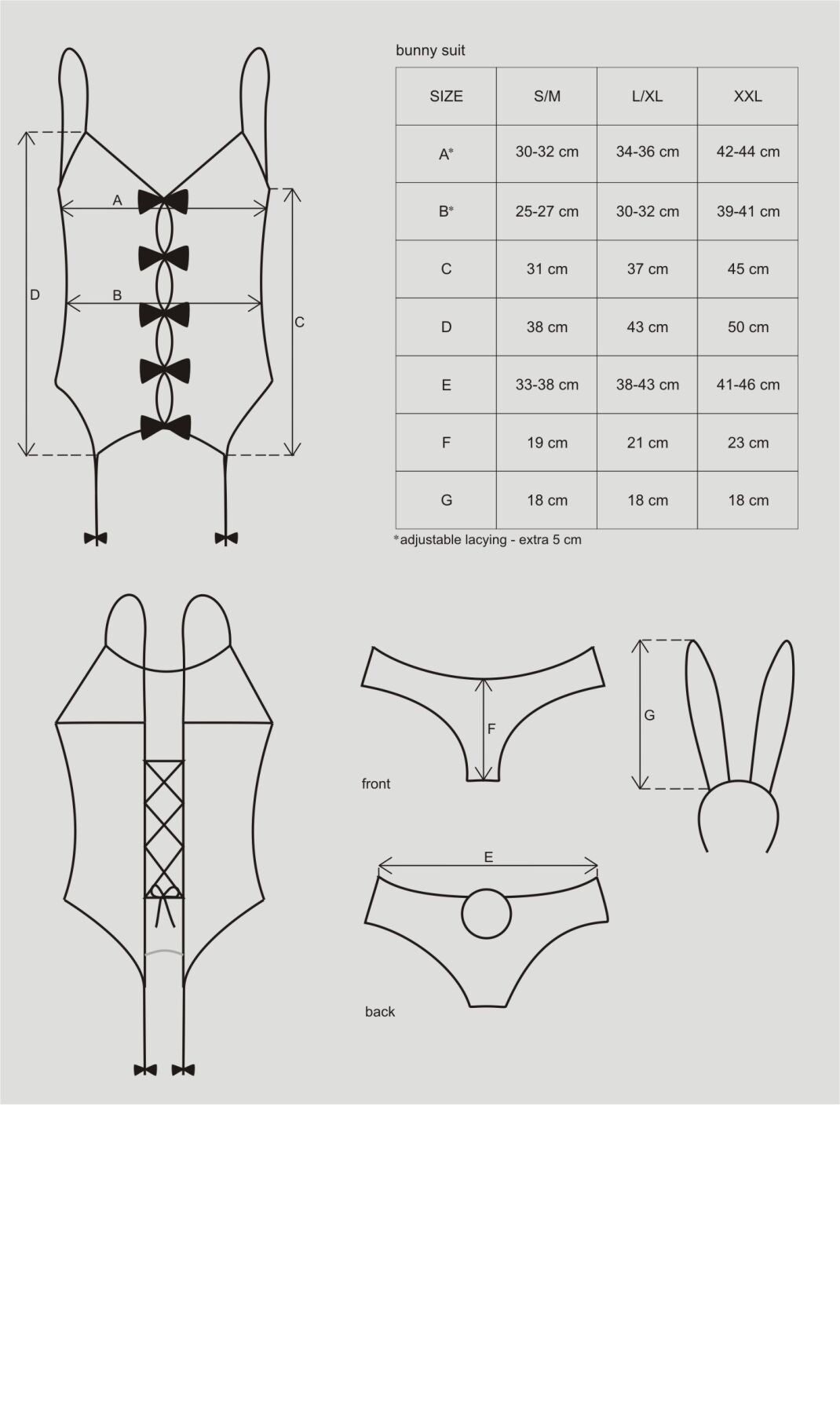 Еротичний костюм зайчика Obsessive Bunny suit 4 pcs costume pink L/XL, рожевий, топ з підв’язками, т