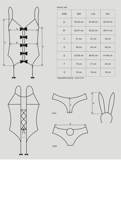 Еротичний костюм зайчика Obsessive Bunny suit 4 pcs costume pink L/XL, рожевий, топ з підв’язками, т