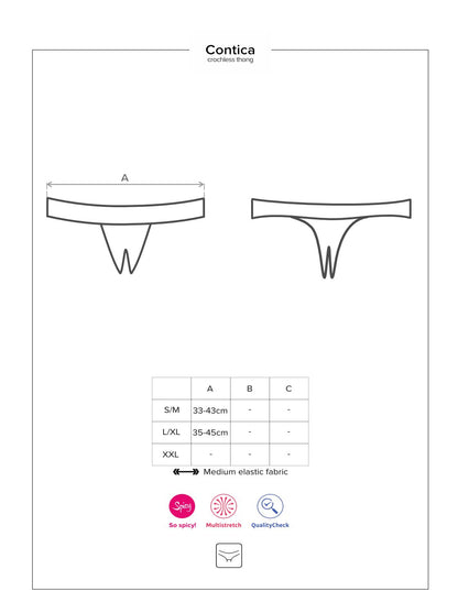 Мереживні танга з доступом Obsessive Contica crothchles thong S/M, чорні