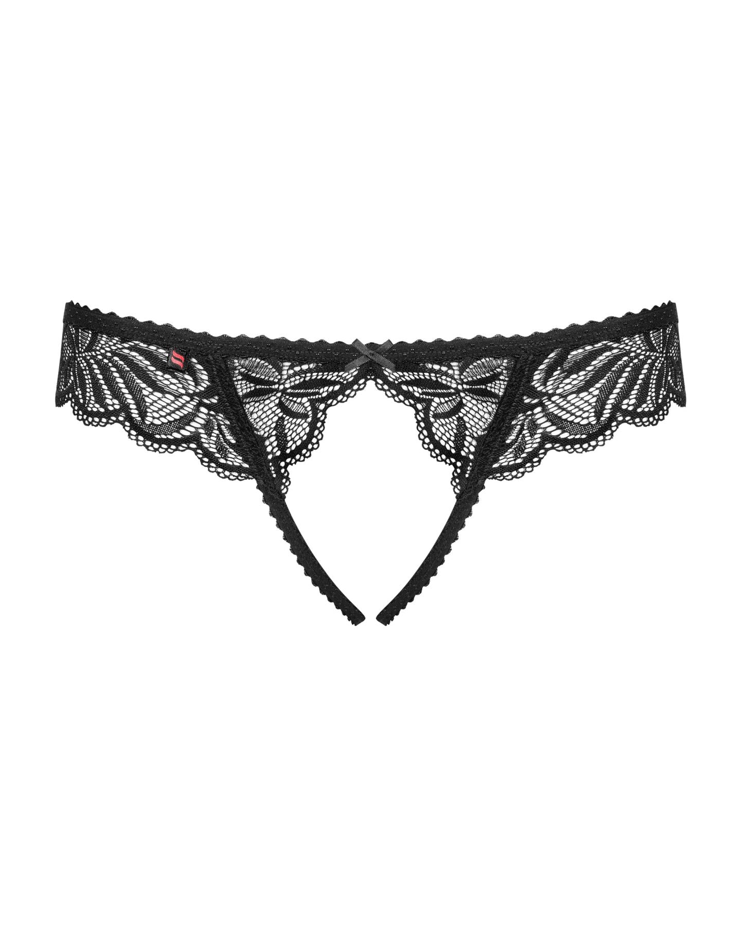 Мереживні танга з доступом Obsessive Contica crothchles thong S/M, чорні