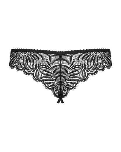Мереживні танга з доступом Obsessive Contica crothchles thong L/XL, чорні