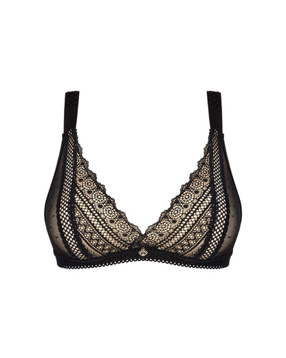 Мереживний бюстгальтер із трикутною чашкою Obsessive Estiqua bra XS/S, чорний, широкі лямки