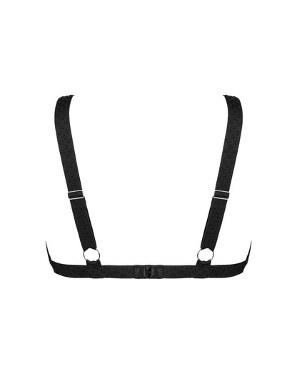 Мереживний бюстгальтер із трикутною чашкою Obsessive Estiqua bra M/L, чорний, широкі лямки