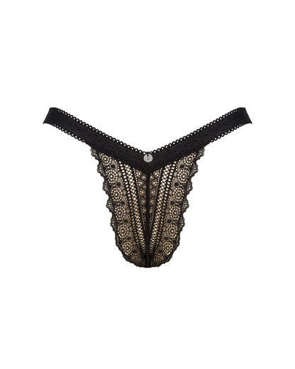 (SALE) Мереживні трусики із заниженою талією Obsessive Estiqua panties M/L, чорні