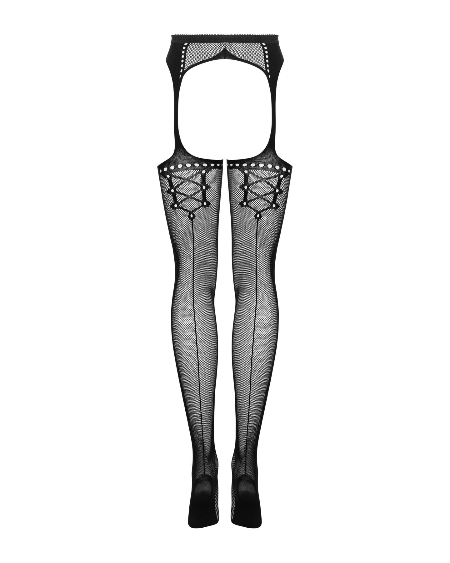 Сітчасті панчохи-стокінги зі стрілкою Obsessive Garter stockings S314 S/M/L, чорні, імітація гартері