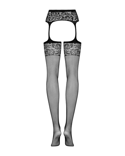 Сітчасті панчохи-стокінги з імітацією гартерів Obsessive Garter stockings S500S/M/L, чорні