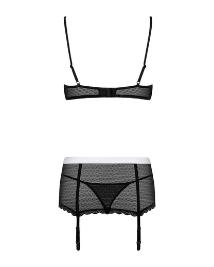 Еротичний костюм покоївки Obsessive Maidme set 5pcs S/M, бюстгальтер, пояс з фартухом, панчохи