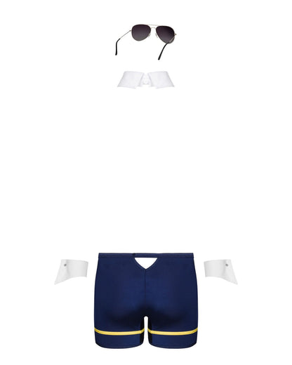 Еротичний костюм пілота Obsessive Pilotman set 2XL/3XL, боксери, манжети, комір з краваткою, окуляри