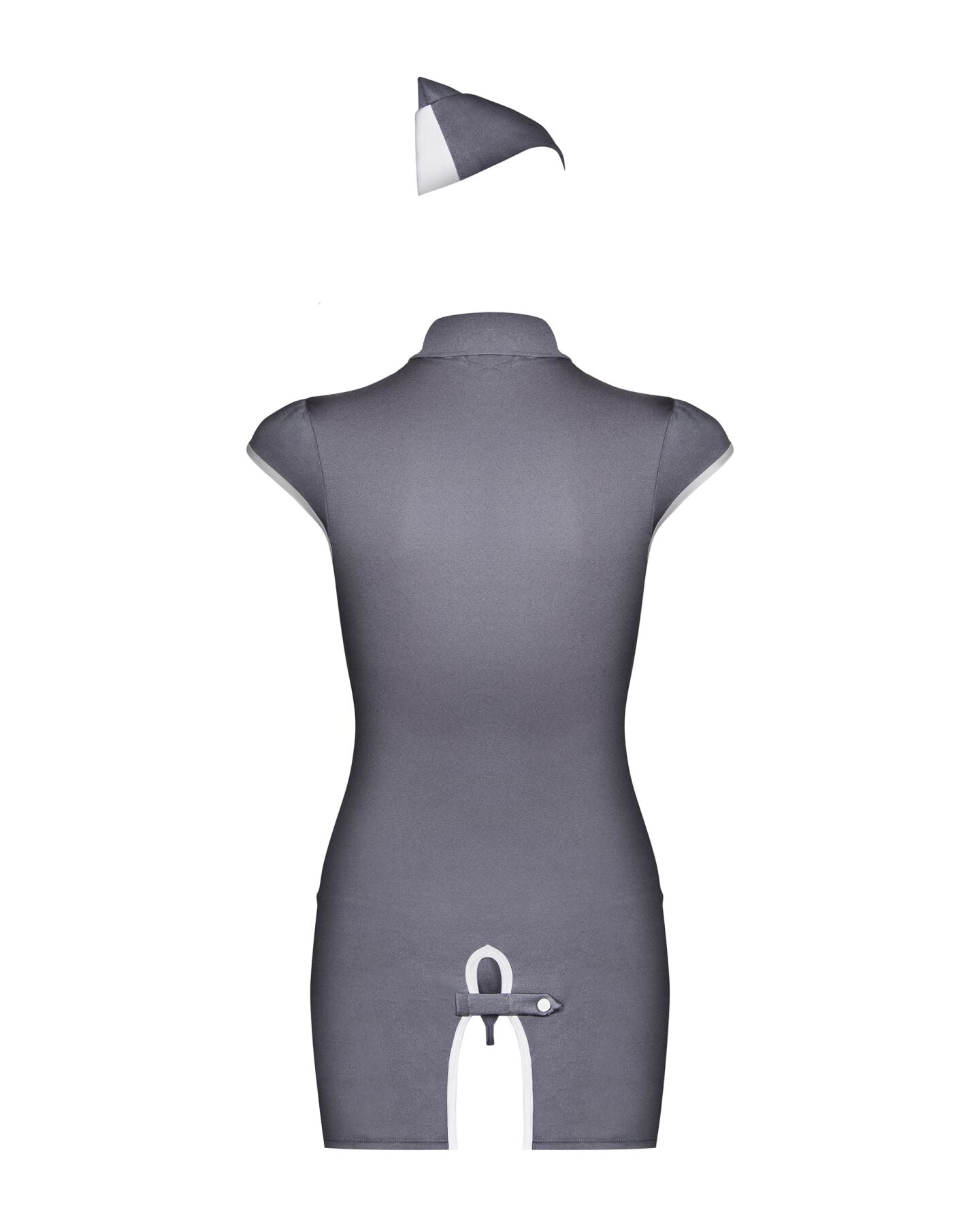 Еротичний костюм стюардеси Obsessive Stewardess 3 pcs grey L/XL, сірий, сукня, стрінги, пілотка