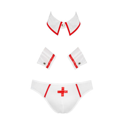 Комплект еротичної чоловічої білизни Passion 037 GREGORY XXL/XXXL White, труси, комірець, манжети