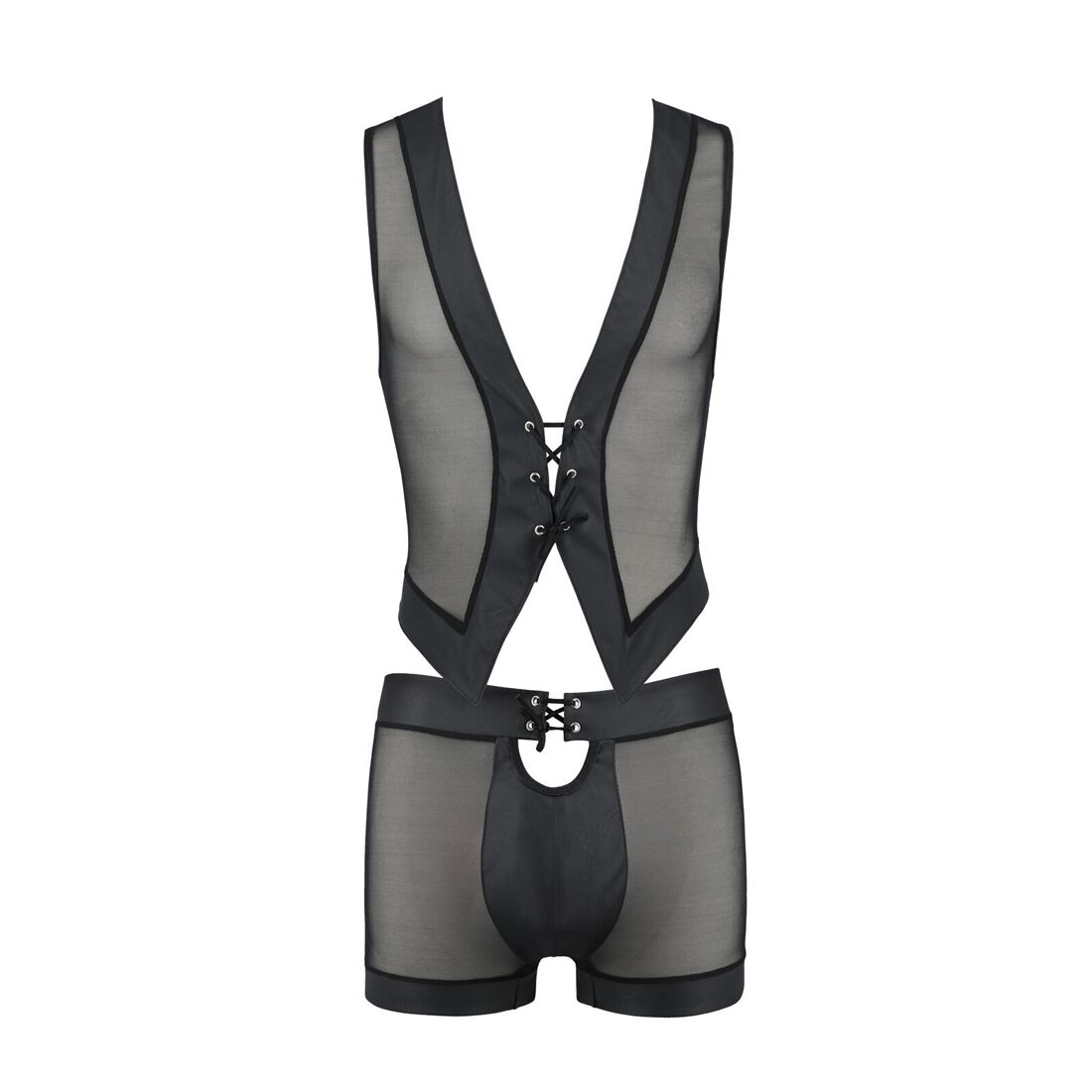 Комплект чоловічої білизни на шнурівці Passion 053 SET WILLIAM L/XL Black, жилет, боксери
