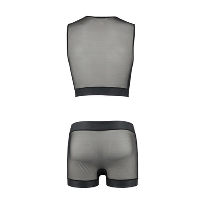 Комплект чоловічої білизни на шнурівці Passion 053 SET WILLIAM S/M Black, жилет, боксери