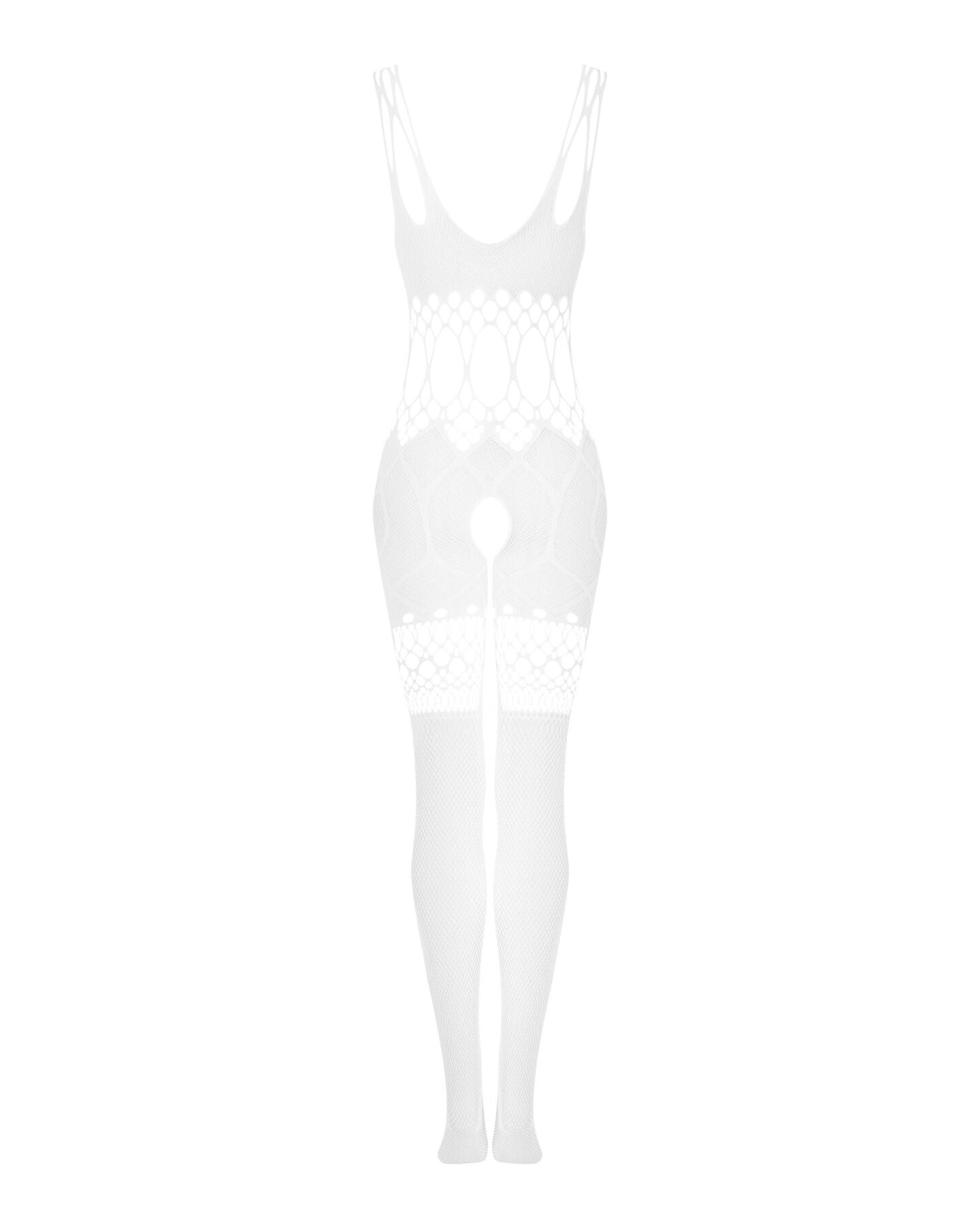 Сітчастий бодістокінг з імітацією топа та шортів Obsessive Bodystocking G330 XL/XXL, white, з доступом