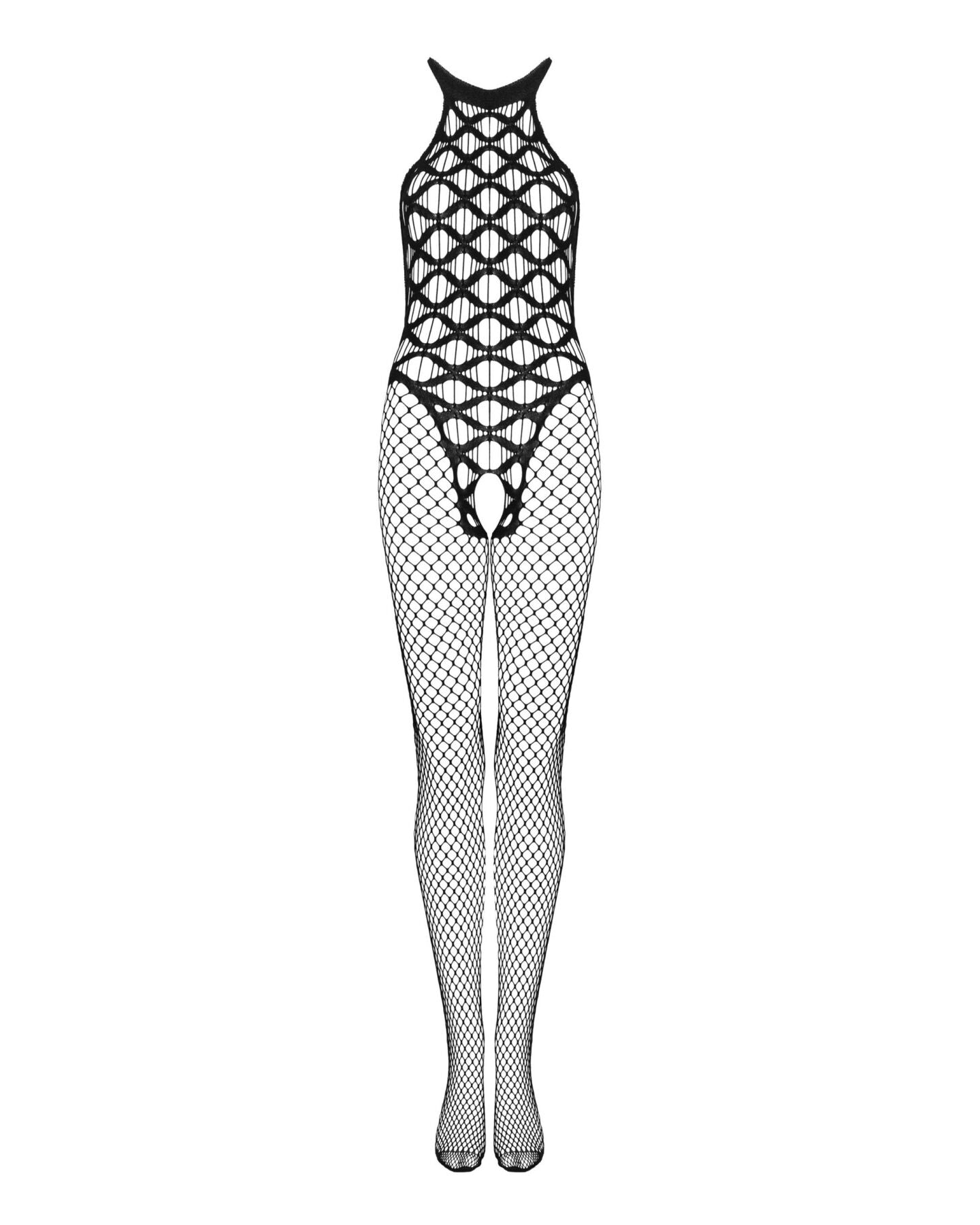 Сітчастий бодістокінг з імітацією боді Obsessive Bodystocking G332 S/M/L, black, з доступом