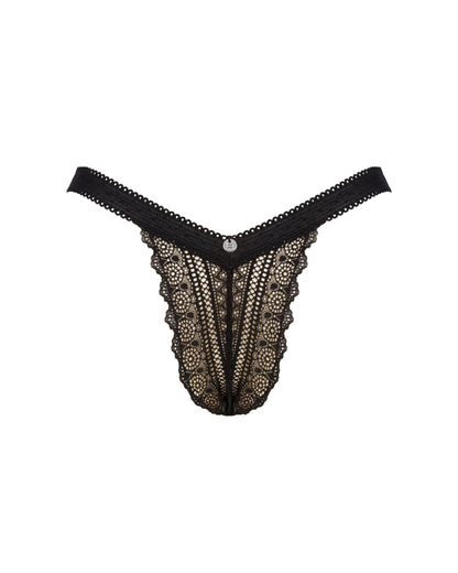 (SALE) Мереживні трусики із заниженою талією Obsessive Estiqua panties XS/S, black