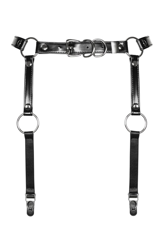 Гартери Obsessive A741 garter belt black O/S, штучна шкіра