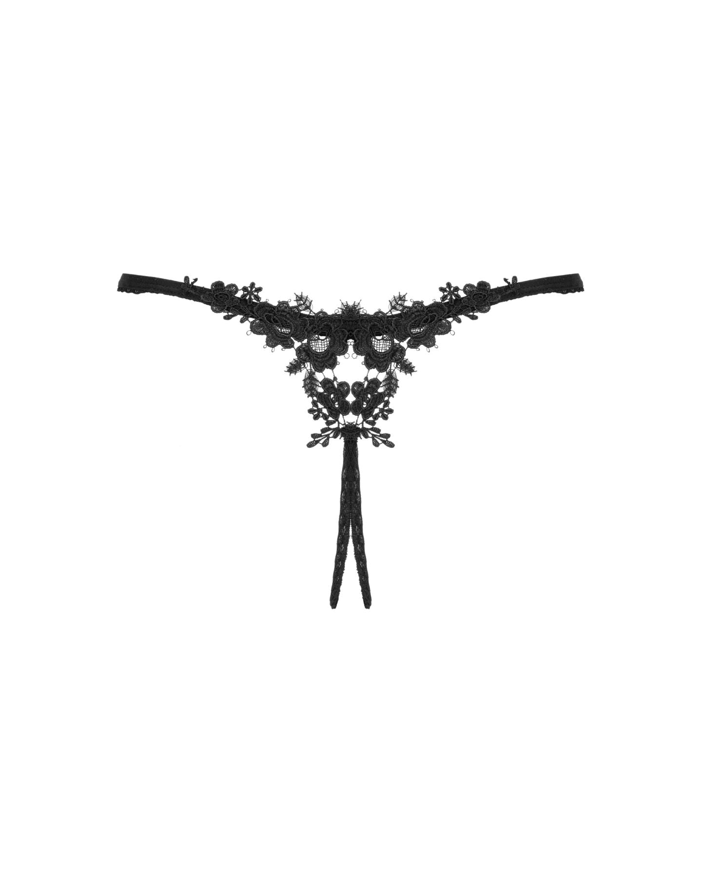 Прозорі стрінги з доступом Obsessive Celia Noir crotchless thong XS/S