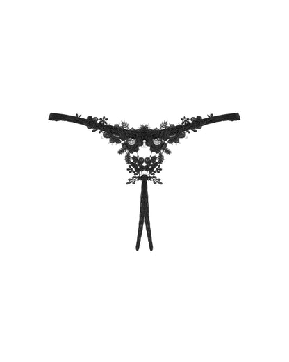 Прозорі стрінги з доступом Obsessive Celia Noir crotchless thong XS/S