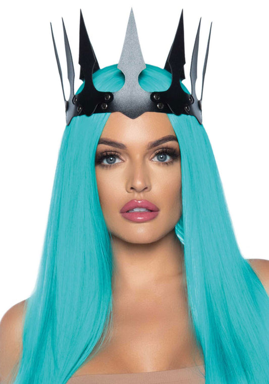 Корона злої королеви Leg Avenue Faux leather spiked crown Black, штучна шкіра, заклепки