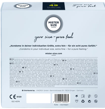 Презервативи Mister Size - pure feel - 49 (36 condoms), товщина 0,05 мм