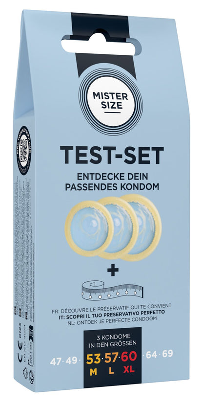 Набір презервативів Mister Size test-set 53–57–60, 3 розміри + лінійка, товщина 0,05 мм
