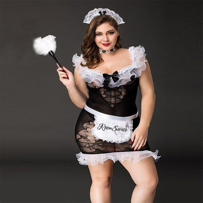 Костюм покоївки JSY «Слухняна Ельма» Plus Size Black, сукня, фартух, головний убір покоївки