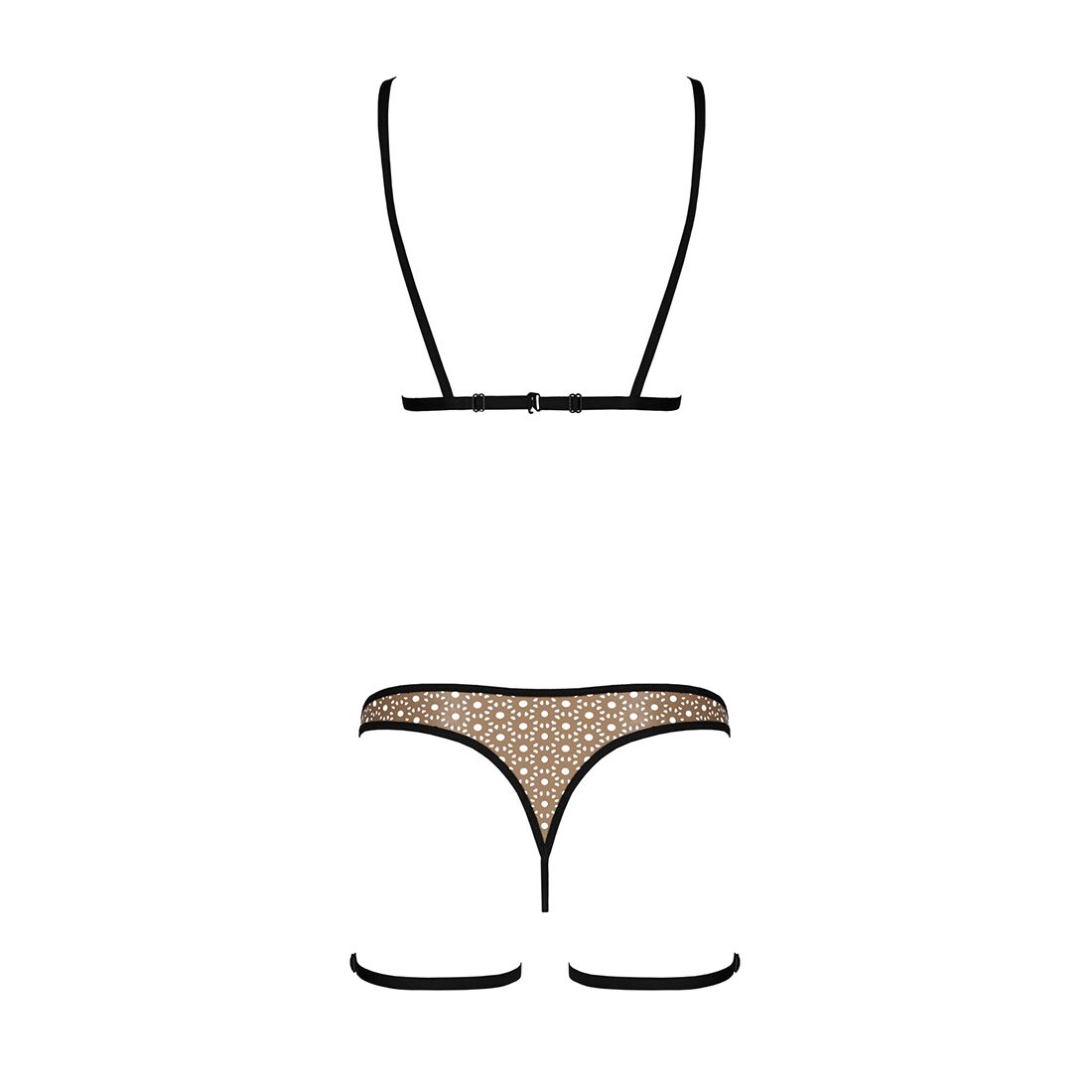 Еротичний комплект спідньої білизни Passion GABI SET S/M beige, трусики з гартерами
