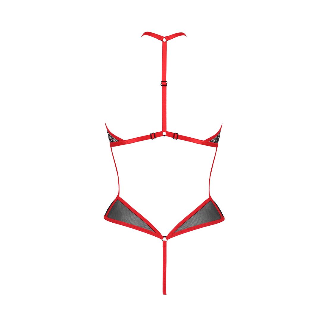 Сітчасте боді з мереживом на грудях Passion SATARA BODY L/XL red