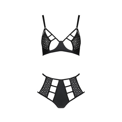 Комплект білизни Passion TASMINA SET XXL/XXXL black, ліф, високі трусики з корсетом ззаду