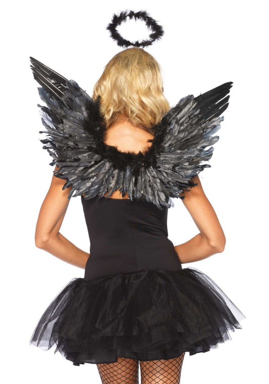 (SALE) Крила чорного ангела Leg Avenue Angel Accessory Kit Black, крила, німб
