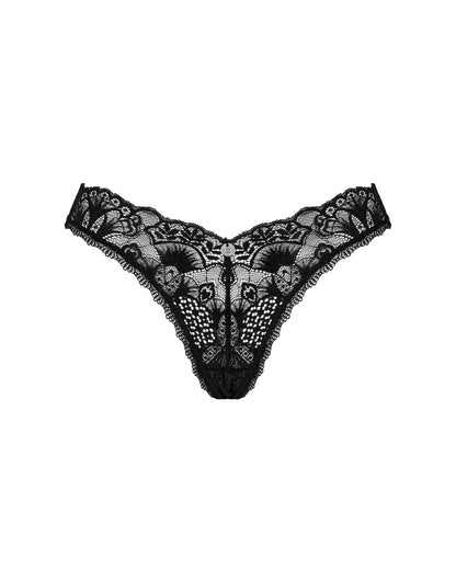 Мереживні стрінги Obsessive Donna Dream thong M/L Black, низька посадка