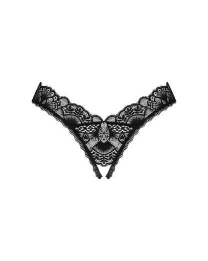 Мереживні стрінги Obsessive Donna Dream crotchless thong XL/2XL Black, відкритий доступ