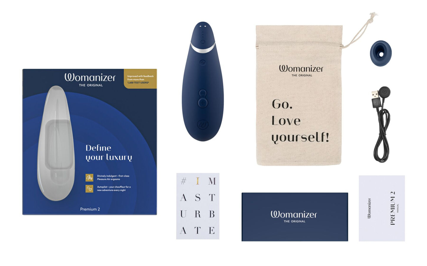 Вакуумний кліторальний стимулятор Womanizer Premium 2 - Blueberry, функції Autopilot та Smart Silence