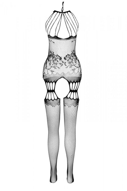 Бодістокінг з безліччю бретелей Passion BS095 One Size, white, імітація пояса та панчіх, з доступом
