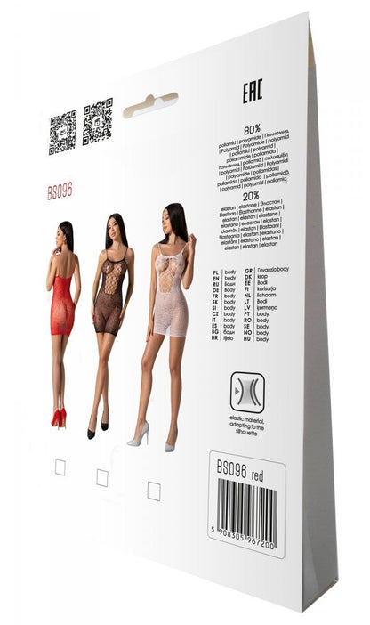 Ажурна мінісукня на тонких бретелях Passion BS096 One Size, red, плетіння на грудях