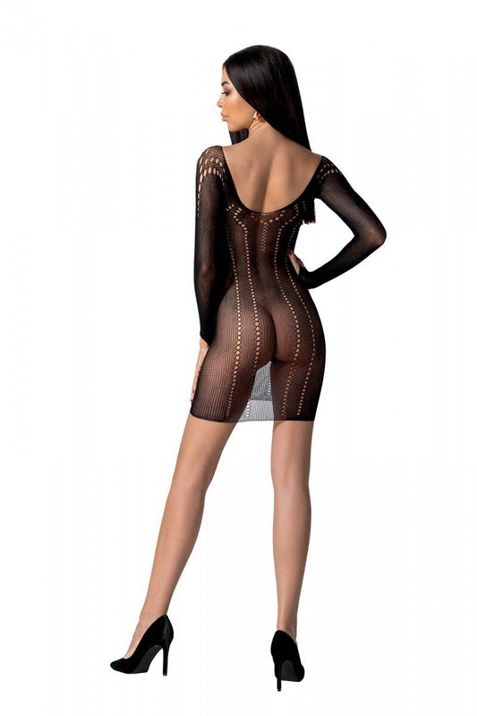 Напівпрозора мінісукня Passion BS101 One Size, black, рукави-мітенки