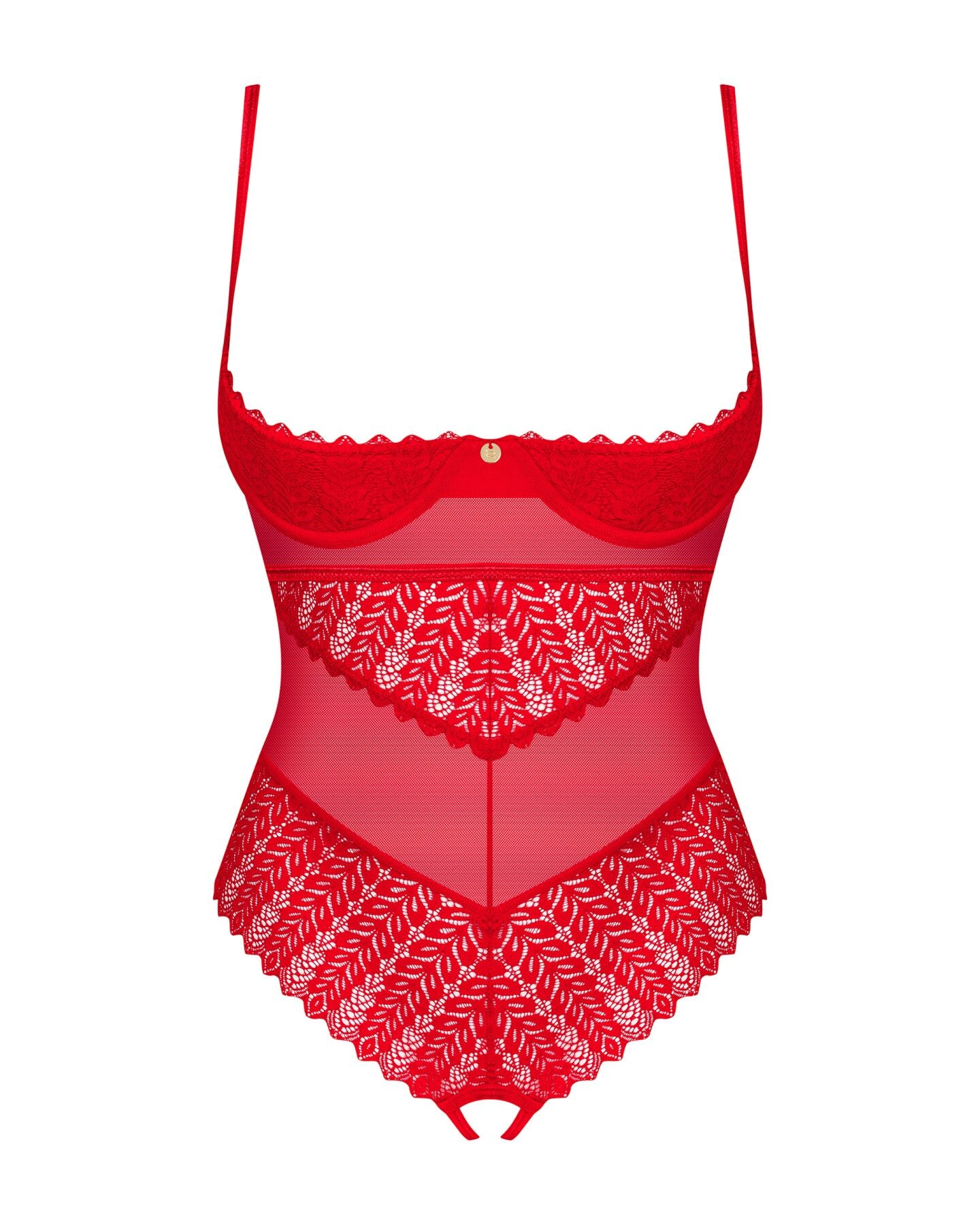 Боді з доступом Obsessive Ingridia crotchless teddy XS/S, червоне, відкриті груди